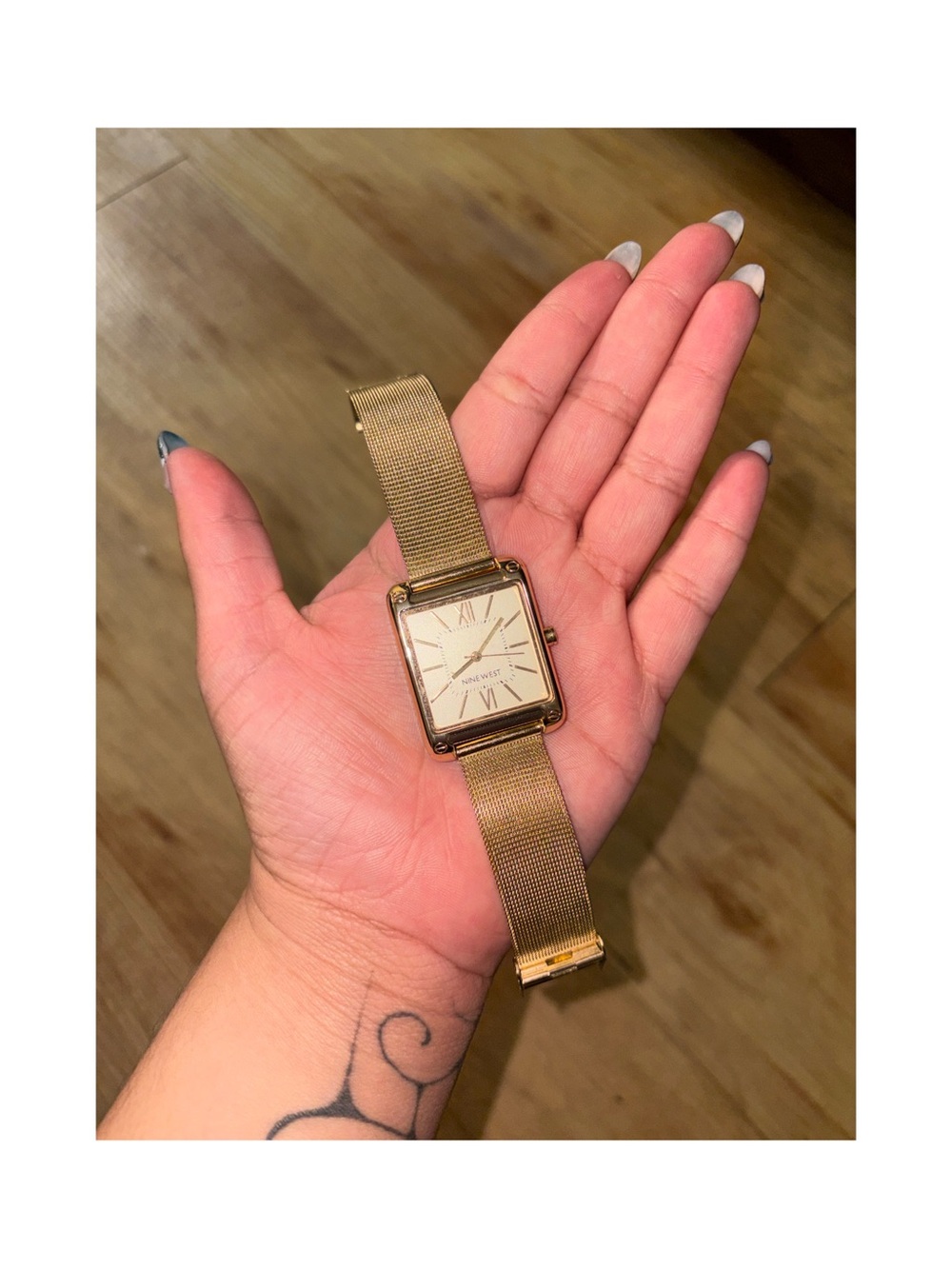 Nine West Gold Square Mesh Strap Watch